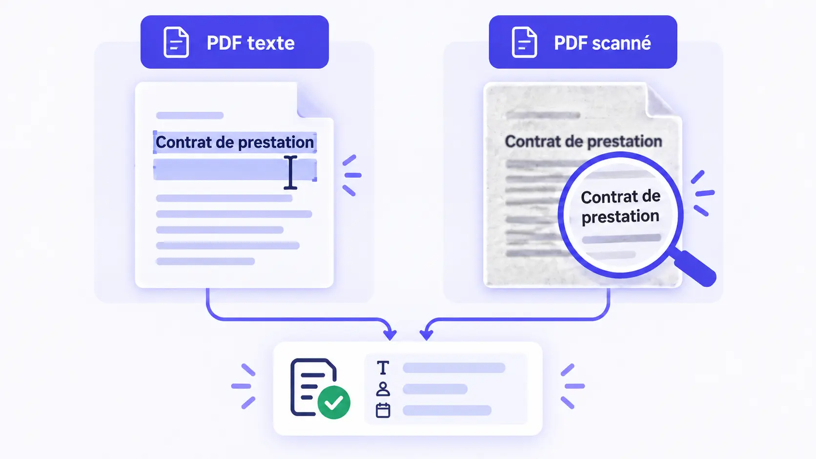 Différence entre PDF texte et PDF scanné avant l'extraction